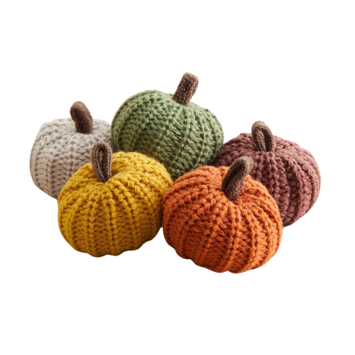 Mini knit pumpkins set of 5