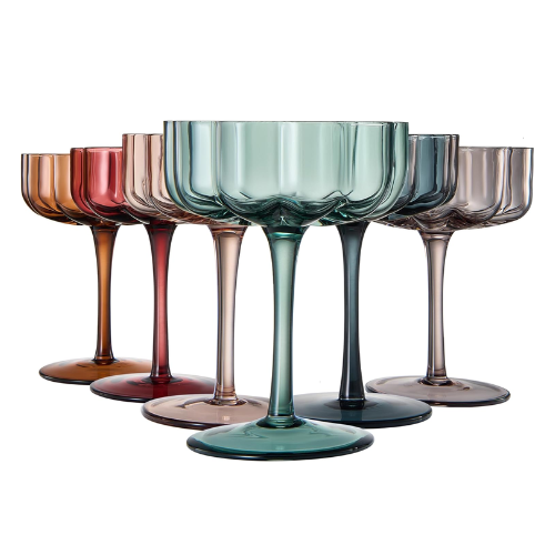 Vintage Wavy Glass Coupes Martini