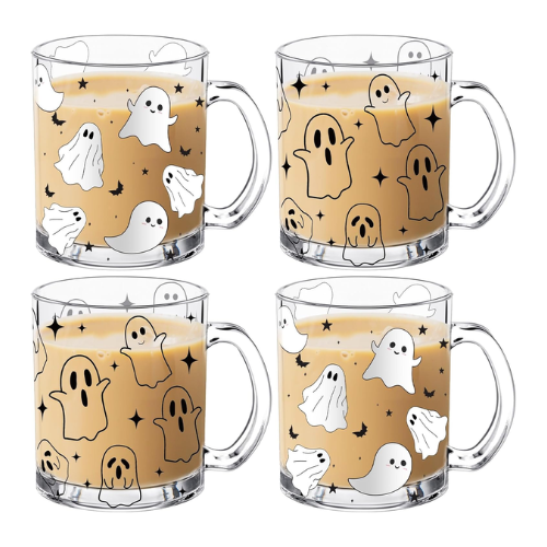 4 PCS Halloween Ghosts Glass Coffee Mugs